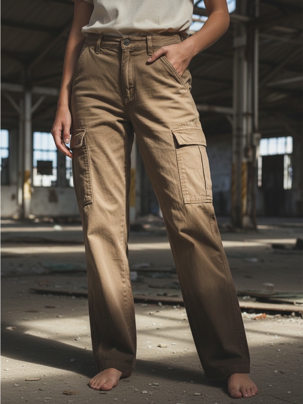 STR Stradivarius Olive Cargo Pants Size 6